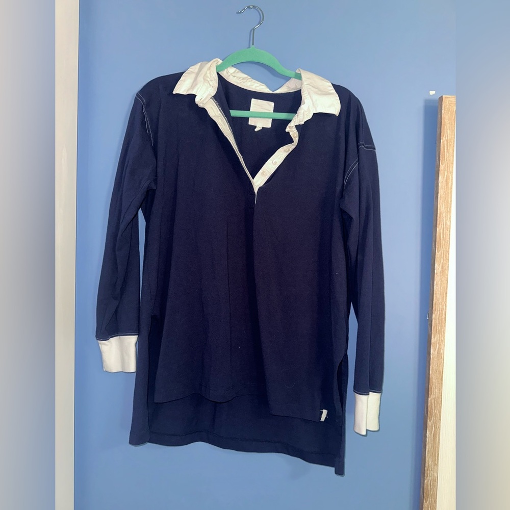 Aerie Navy & White Oversized Rugby Shirt - Size Small